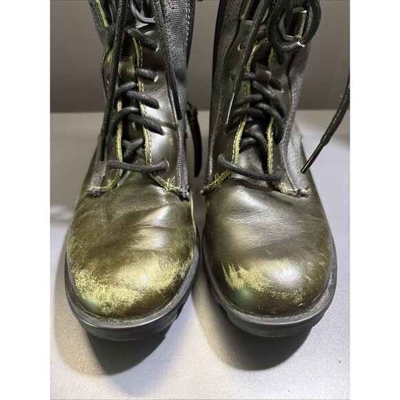 Sorel Phoenix Boots Womens Green Lace Up Combat Ankle Leather Sz 6 - Picture 7 of 13